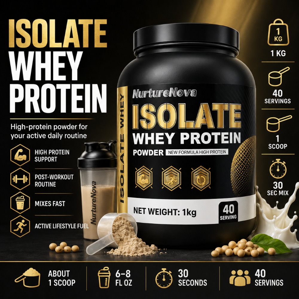 Fitness Nutrition Whey Protein - NurtureNova Isolaat Wei-eiwitpoeder 1kg, Voedzame Fitness