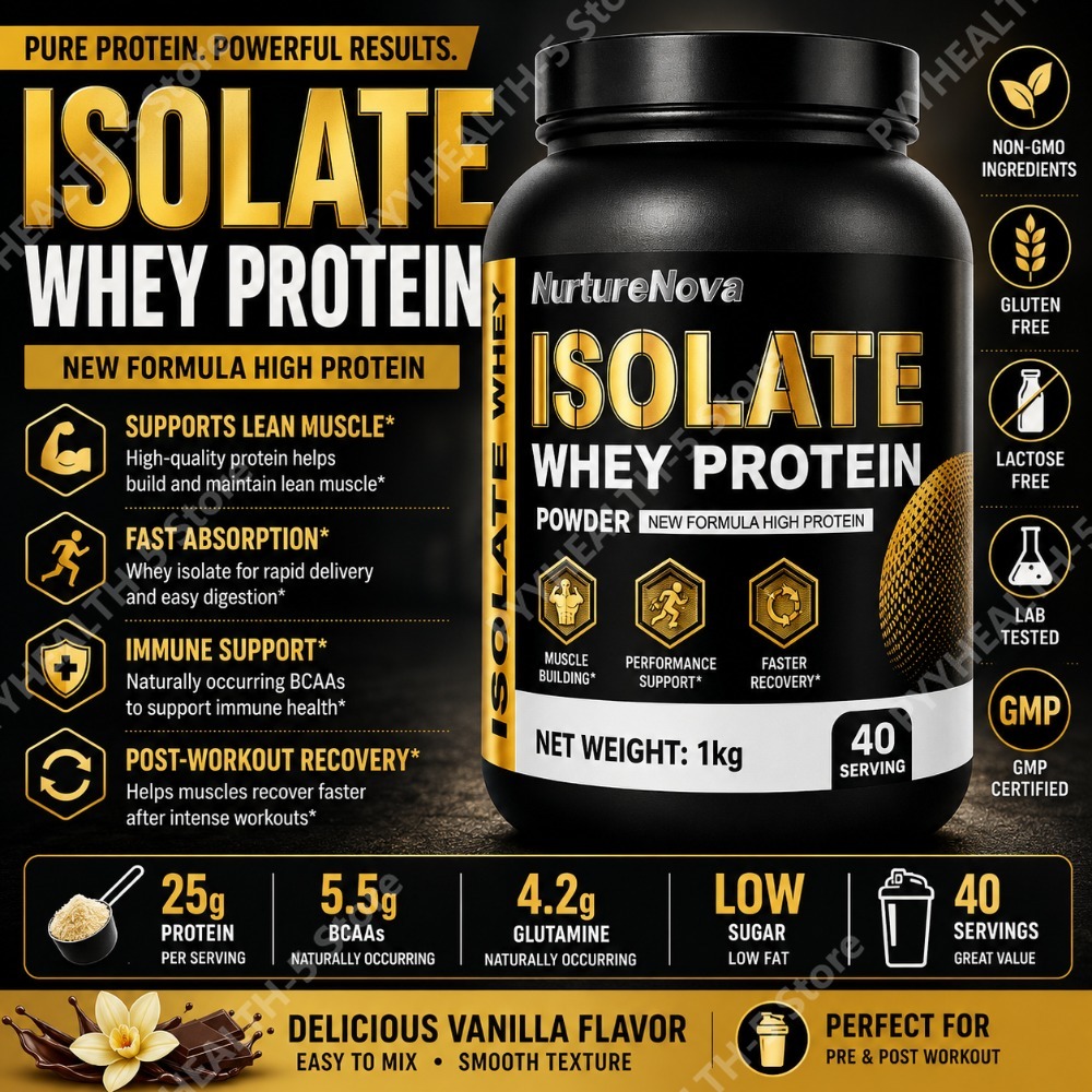 Fitness Nutrition Whey Protein - Isolatiewhey-eiwitpoeder 1kg Hoog Eiwitgehalte Sportvoeding Shake
